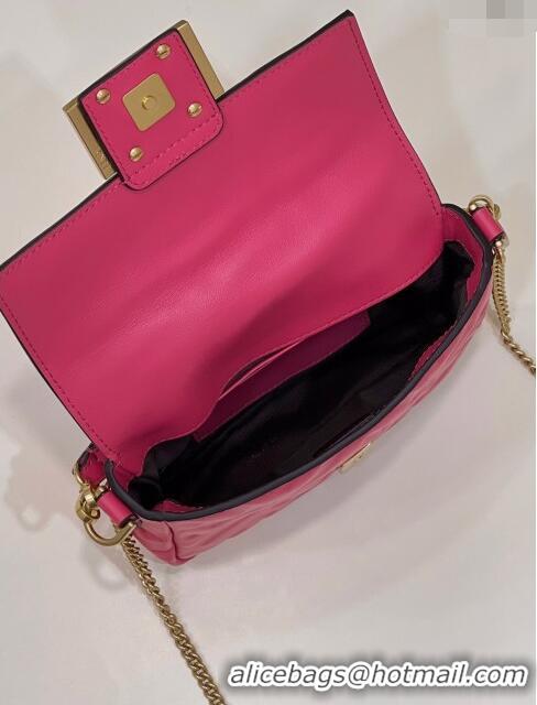 Promotional Grade Fendi Baguette Mini Nappa Leather Bag 0135AS Dark Pink 2023