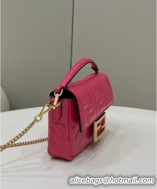 Promotional Grade Fendi Baguette Mini Nappa Leather Bag 0135AS Dark Pink 2023