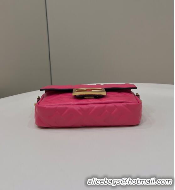 Promotional Grade Fendi Baguette Mini Nappa Leather Bag 0135AS Dark Pink 2023