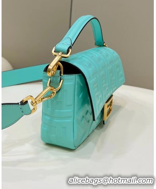 Top Quality Fendi Baguette Medium Nappa Leather Bag 0135AM Turquoise Blue 2023