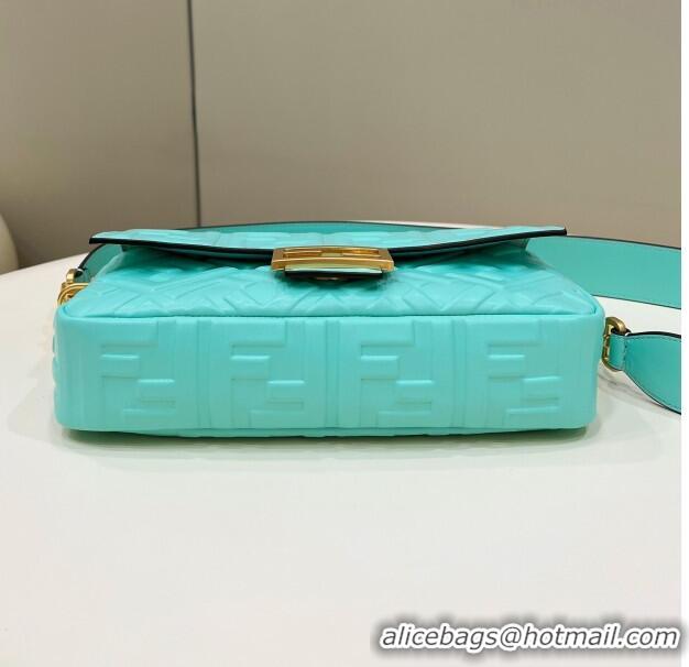 Top Quality Fendi Baguette Medium Nappa Leather Bag 0135AM Turquoise Blue 2023