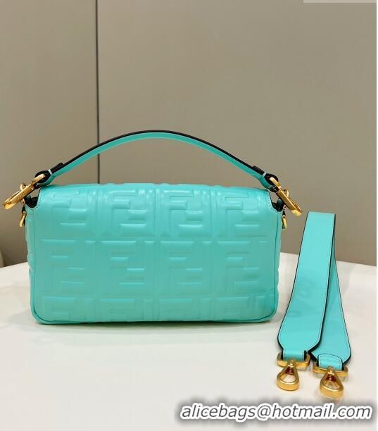 Top Quality Fendi Baguette Medium Nappa Leather Bag 0135AM Turquoise Blue 2023