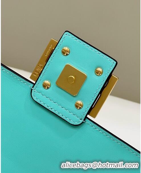 Top Quality Fendi Baguette Medium Nappa Leather Bag 0135AM Turquoise Blue 2023