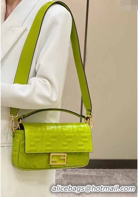 Top Quality Fendi Baguette Medium Nappa Leather Bag 0135AM Acid Green 2023