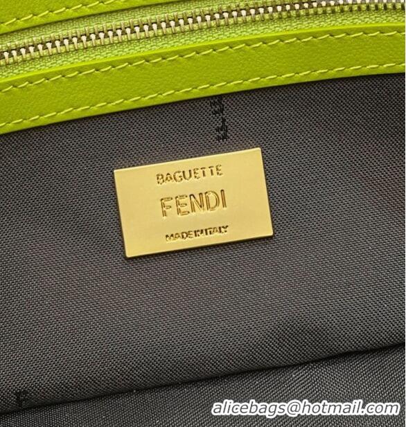 Top Quality Fendi Baguette Medium Nappa Leather Bag 0135AM Acid Green 2023