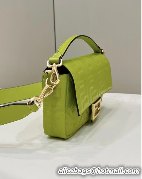 Top Quality Fendi Baguette Medium Nappa Leather Bag 0135AM Acid Green 2023