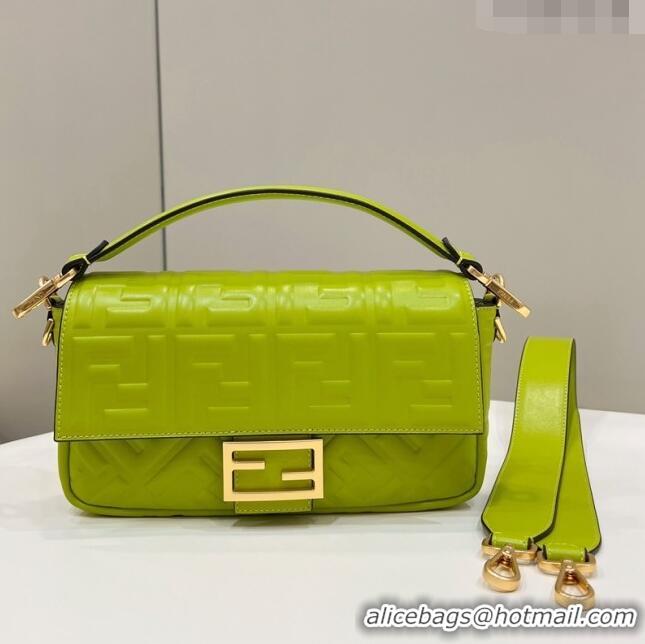 Top Quality Fendi Baguette Medium Nappa Leather Bag 0135AM Acid Green 2023