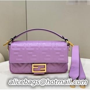 Buy Inexpensive Fendi Baguette Medium Nappa Leather Bag 0135AM Lilac Purple 2023