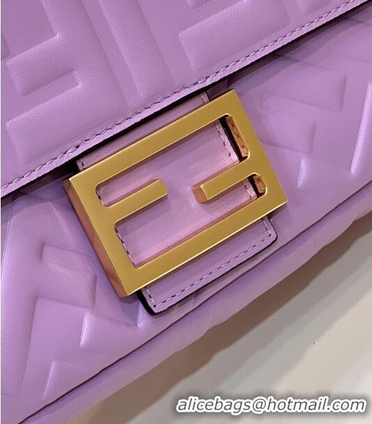 Buy Inexpensive Fendi Baguette Medium Nappa Leather Bag 0135AM Lilac Purple 2023