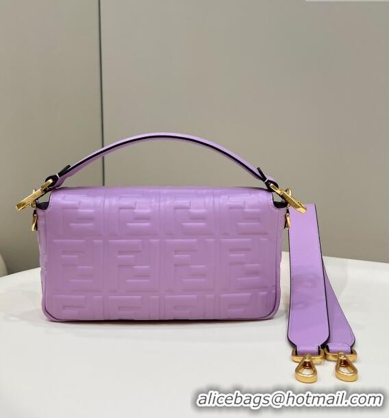 Buy Inexpensive Fendi Baguette Medium Nappa Leather Bag 0135AM Lilac Purple 2023