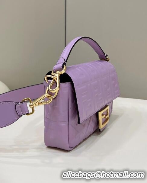 Buy Inexpensive Fendi Baguette Medium Nappa Leather Bag 0135AM Lilac Purple 2023