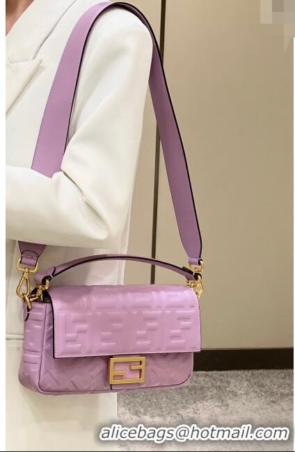 Buy Inexpensive Fendi Baguette Medium Nappa Leather Bag 0135AM Lilac Purple 2023