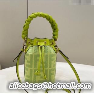 Top Quality Fendi Mon Tresor Mini Bucket Bag in FF Canvas 038D Acid Green 2023