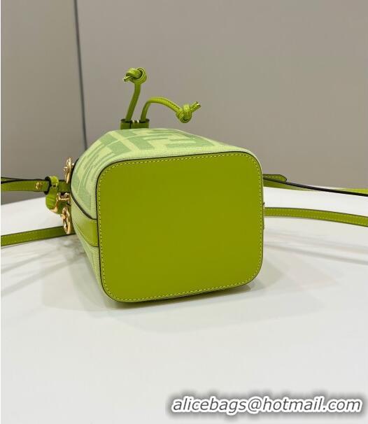 Top Quality Fendi Mon Tresor Mini Bucket Bag in FF Canvas 038D Acid Green 2023