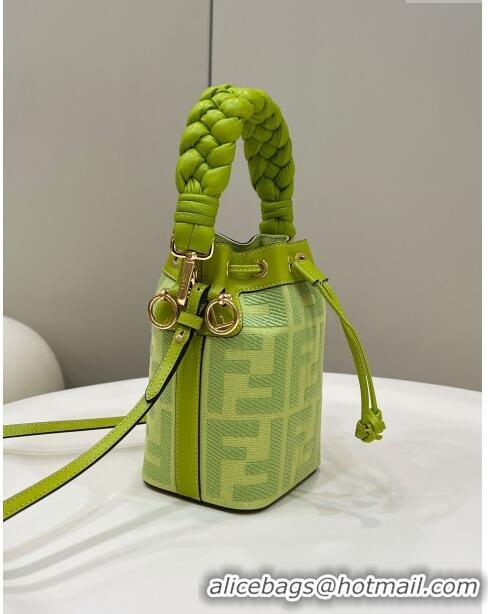 Top Quality Fendi Mon Tresor Mini Bucket Bag in FF Canvas 038D Acid Green 2023