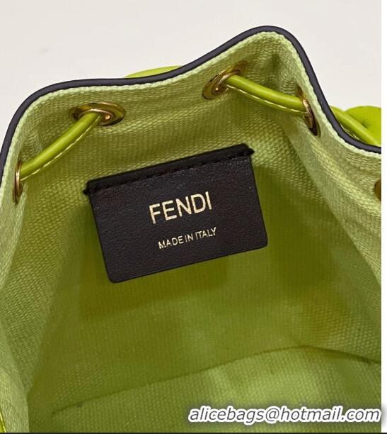 Top Quality Fendi Mon Tresor Mini Bucket Bag in FF Canvas 038D Acid Green 2023