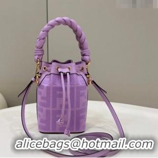 Top Quality Fendi Mon Tresor Mini Bucket Bag in FF Canvas 038D Lilac Purple 2023