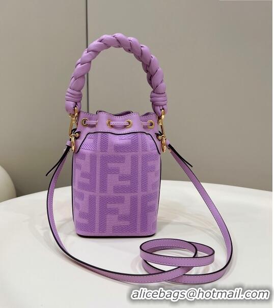 Top Quality Fendi Mon Tresor Mini Bucket Bag in FF Canvas 038D Lilac Purple 2023