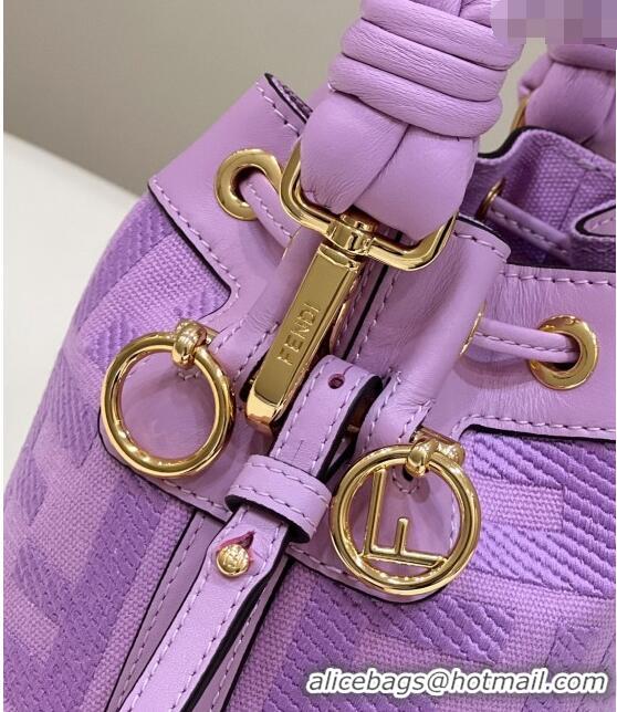 Top Quality Fendi Mon Tresor Mini Bucket Bag in FF Canvas 038D Lilac Purple 2023