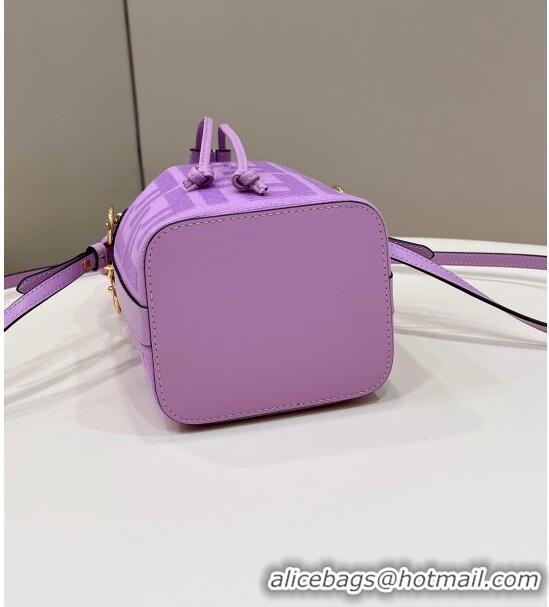 Top Quality Fendi Mon Tresor Mini Bucket Bag in FF Canvas 038D Lilac Purple 2023