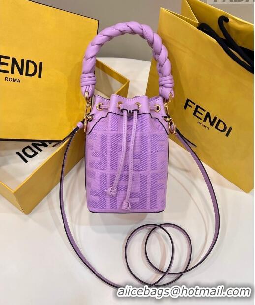 Top Quality Fendi Mon Tresor Mini Bucket Bag in FF Canvas 038D Lilac Purple 2023