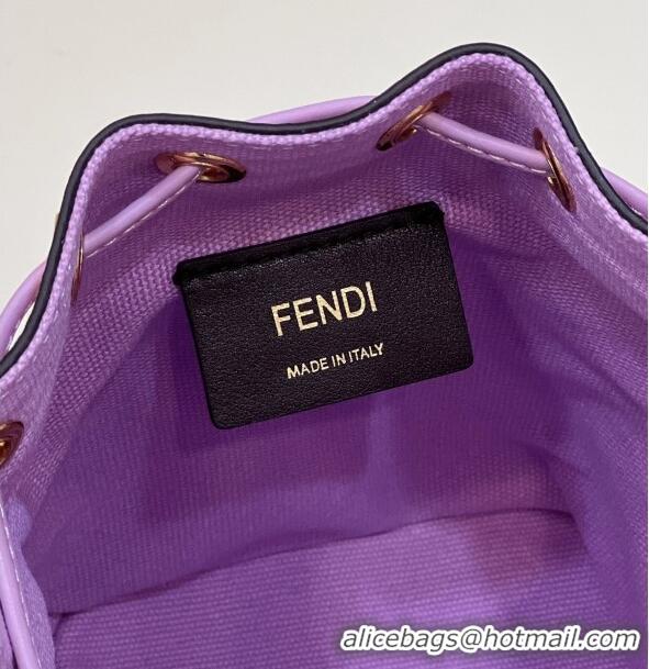 Top Quality Fendi Mon Tresor Mini Bucket Bag in FF Canvas 038D Lilac Purple 2023