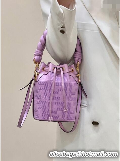 Top Quality Fendi Mon Tresor Mini Bucket Bag in FF Canvas 038D Lilac Purple 2023