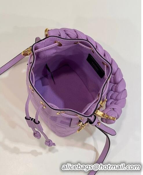 Top Quality Fendi Mon Tresor Mini Bucket Bag in FF Canvas 038D Lilac Purple 2023