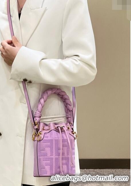 Top Quality Fendi Mon Tresor Mini Bucket Bag in FF Canvas 038D Lilac Purple 2023