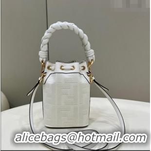 ​Top Promotional Fendi Mon Tresor Mini Bucket Bag in FF Canvas 038D White 2023