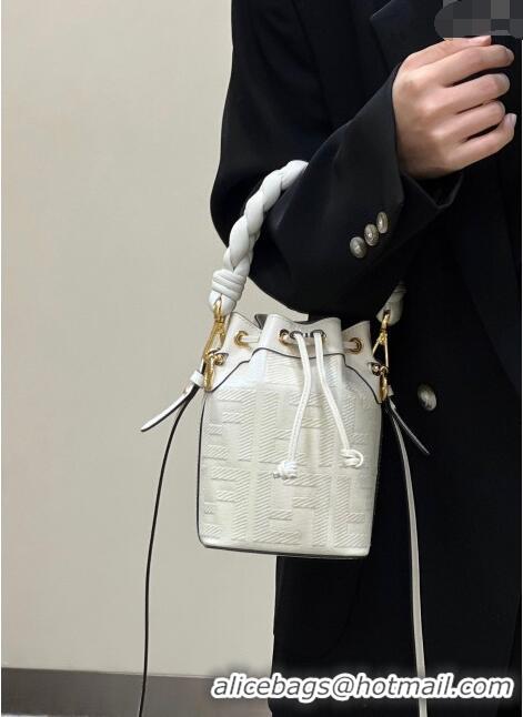 ​Top Promotional Fendi Mon Tresor Mini Bucket Bag in FF Canvas 038D White 2023