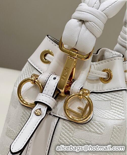 ​Top Promotional Fendi Mon Tresor Mini Bucket Bag in FF Canvas 038D White 2023