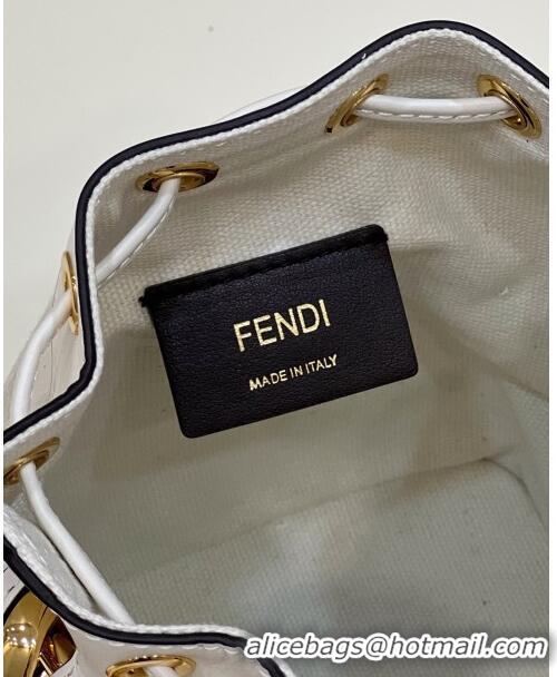 ​Top Promotional Fendi Mon Tresor Mini Bucket Bag in FF Canvas 038D White 2023