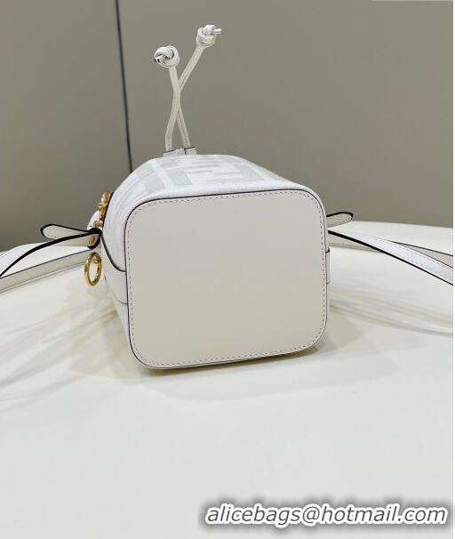 ​Top Promotional Fendi Mon Tresor Mini Bucket Bag in FF Canvas 038D White 2023