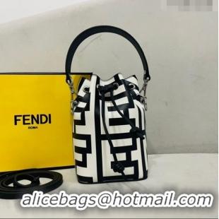 Best Price Fendi Mon Tresor Mini Bucket Roma Capsule Bag in Two-tone Leather 038D White/Black 2023