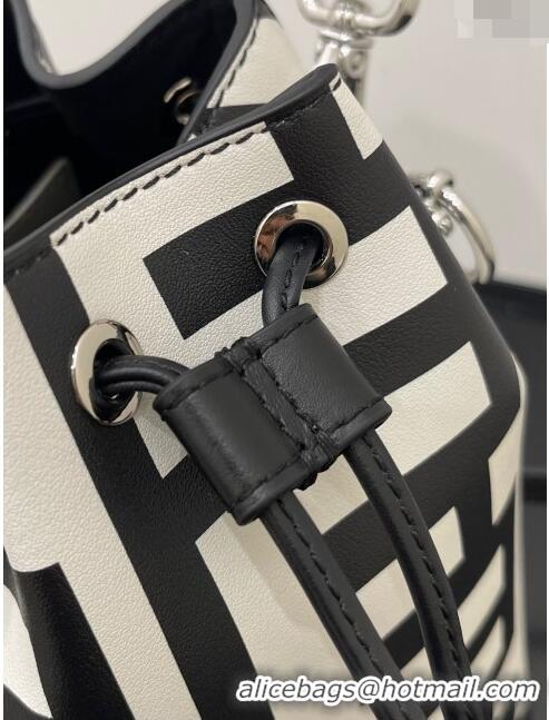 Best Price Fendi Mon Tresor Mini Bucket Roma Capsule Bag in Two-tone Leather 038D White/Black 2023