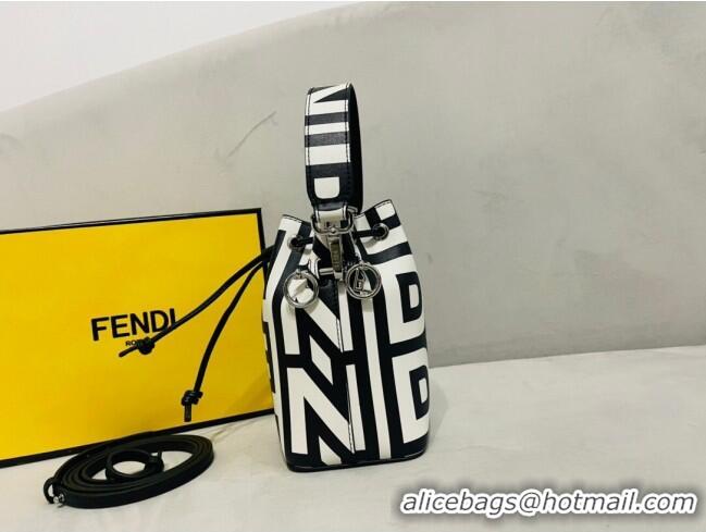 Best Price Fendi Mon Tresor Mini Bucket Roma Capsule Bag in Two-tone Leather 038D White/Black 2023