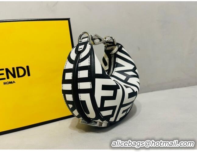 Market Sells Fendi Nano Fendigraphy Hobo Roma Capsule Bag in Two-tone Leather FD1270 White/Black 2023