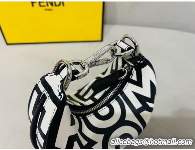 Market Sells Fendi Nano Fendigraphy Hobo Roma Capsule Bag in Two-tone Leather FD1270 White/Black 2023