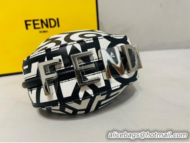 Market Sells Fendi Nano Fendigraphy Hobo Roma Capsule Bag in Two-tone Leather FD1270 White/Black 2023