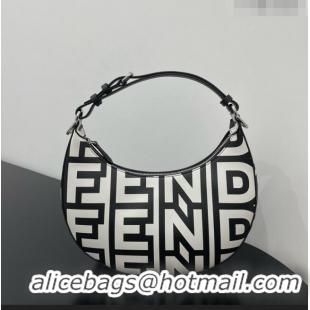 Well Crafted Fendi Fendigraphy Small Roma Capsule Bag in Two-tone Leather FD1271 White/Black 2023