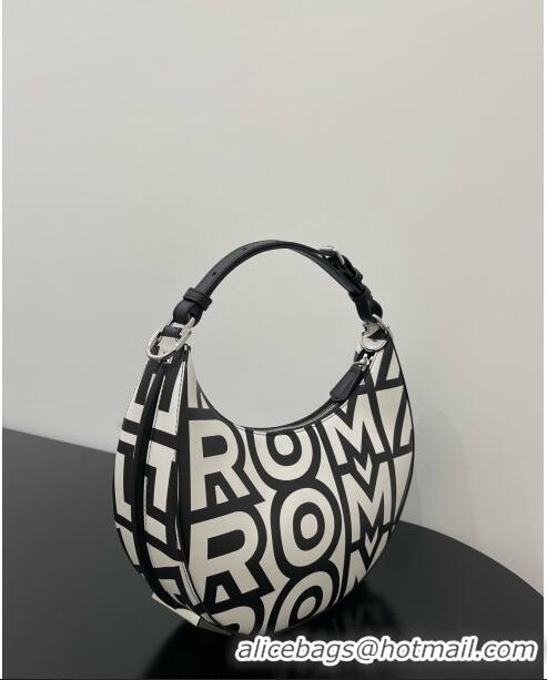 Well Crafted Fendi Fendigraphy Small Roma Capsule Bag in Two-tone Leather FD1271 White/Black 2023