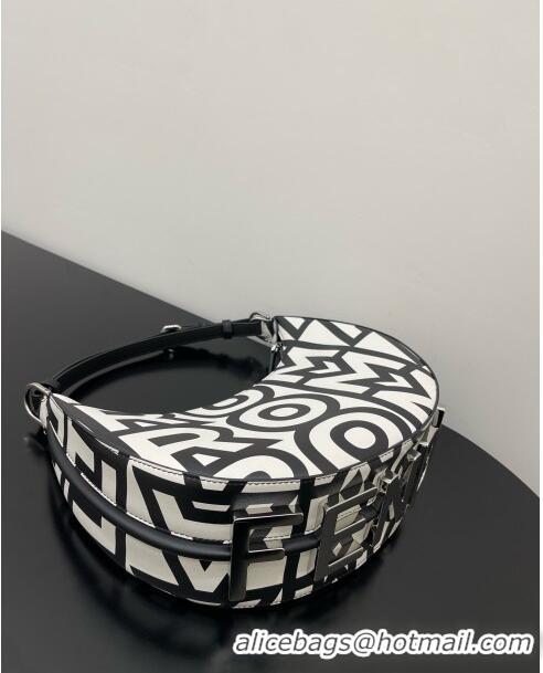 Well Crafted Fendi Fendigraphy Small Roma Capsule Bag in Two-tone Leather FD1271 White/Black 2023