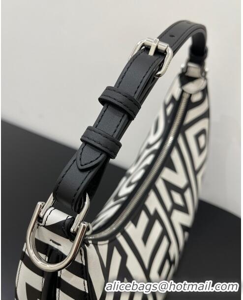 Well Crafted Fendi Fendigraphy Small Roma Capsule Bag in Two-tone Leather FD1271 White/Black 2023