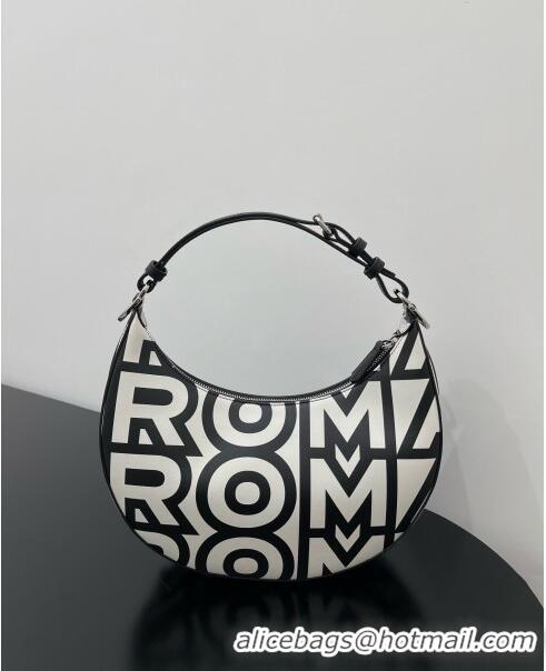 Well Crafted Fendi Fendigraphy Small Roma Capsule Bag in Two-tone Leather FD1271 White/Black 2023