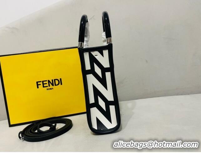 Trendy Design Fendi Mini Sunshine Shopper Roma Capsule Bag in Two-tone Leather FD1272 White/Black 2023