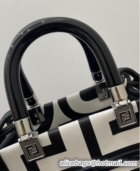 Trendy Design Fendi Mini Sunshine Shopper Roma Capsule Bag in Two-tone Leather FD1272 White/Black 2023