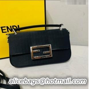 Top Quality Fendi Baguette Mini Satin Bag 0108 Black 2023