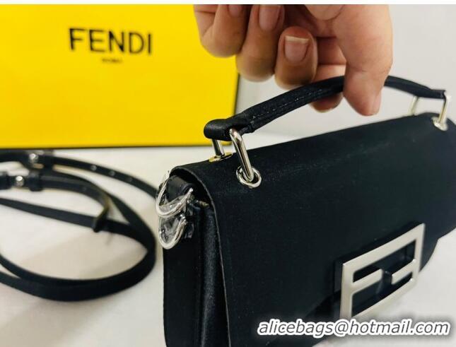 Top Quality Fendi Baguette Mini Satin Bag 0108 Black 2023