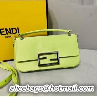 Affordable Price Fendi Baguette Mini Satin Bag 0108 Acid Green 2023